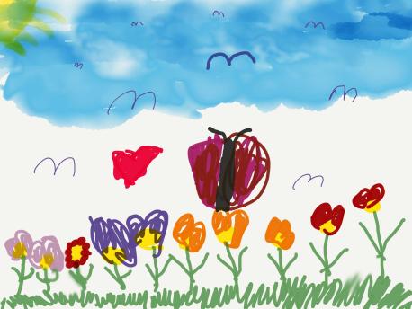 Blühwiese, gemalt von Amelie S.